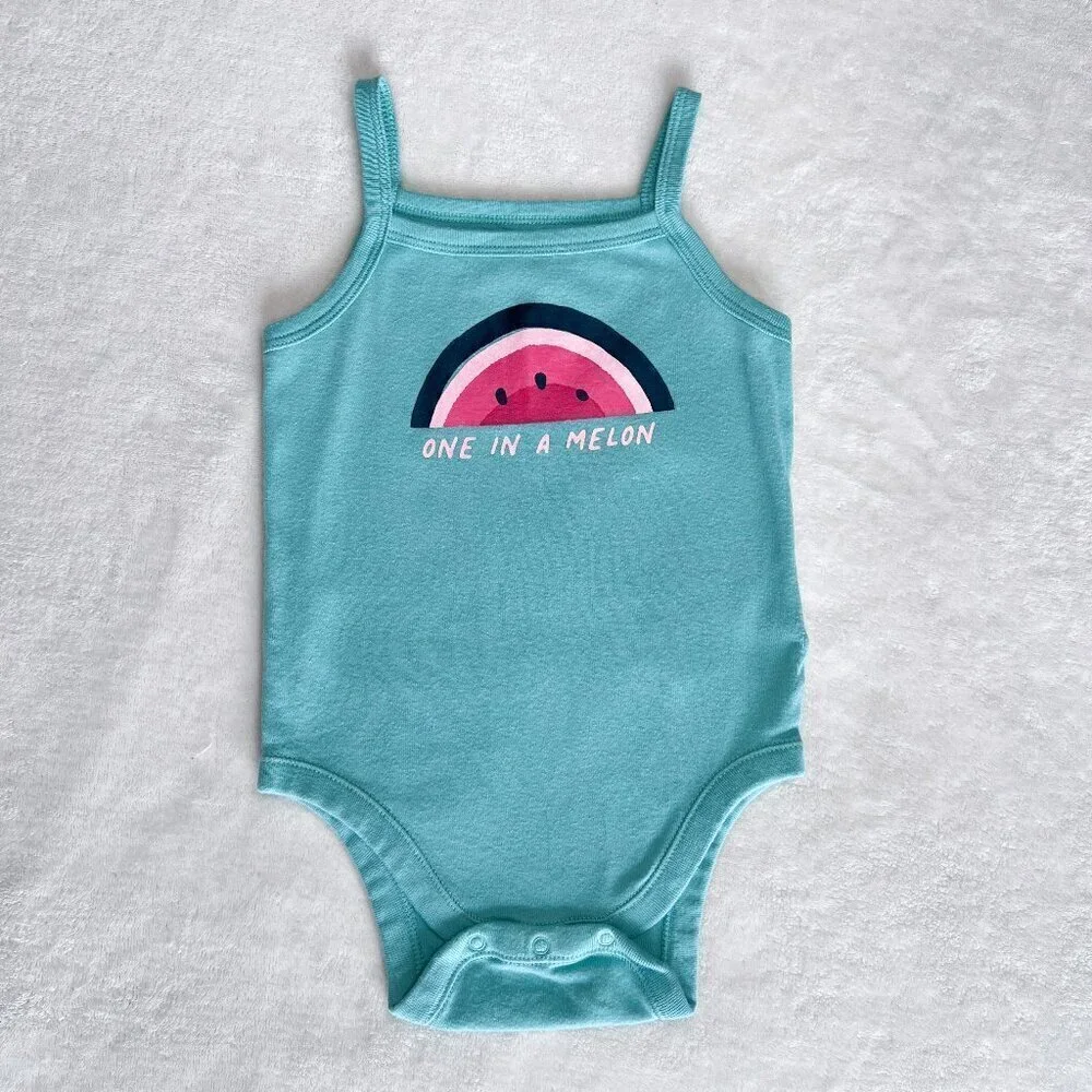 Old Navy Sleeveless Bodysuit | Baby Girls | 12-18 Months | Watermelon | Aqua